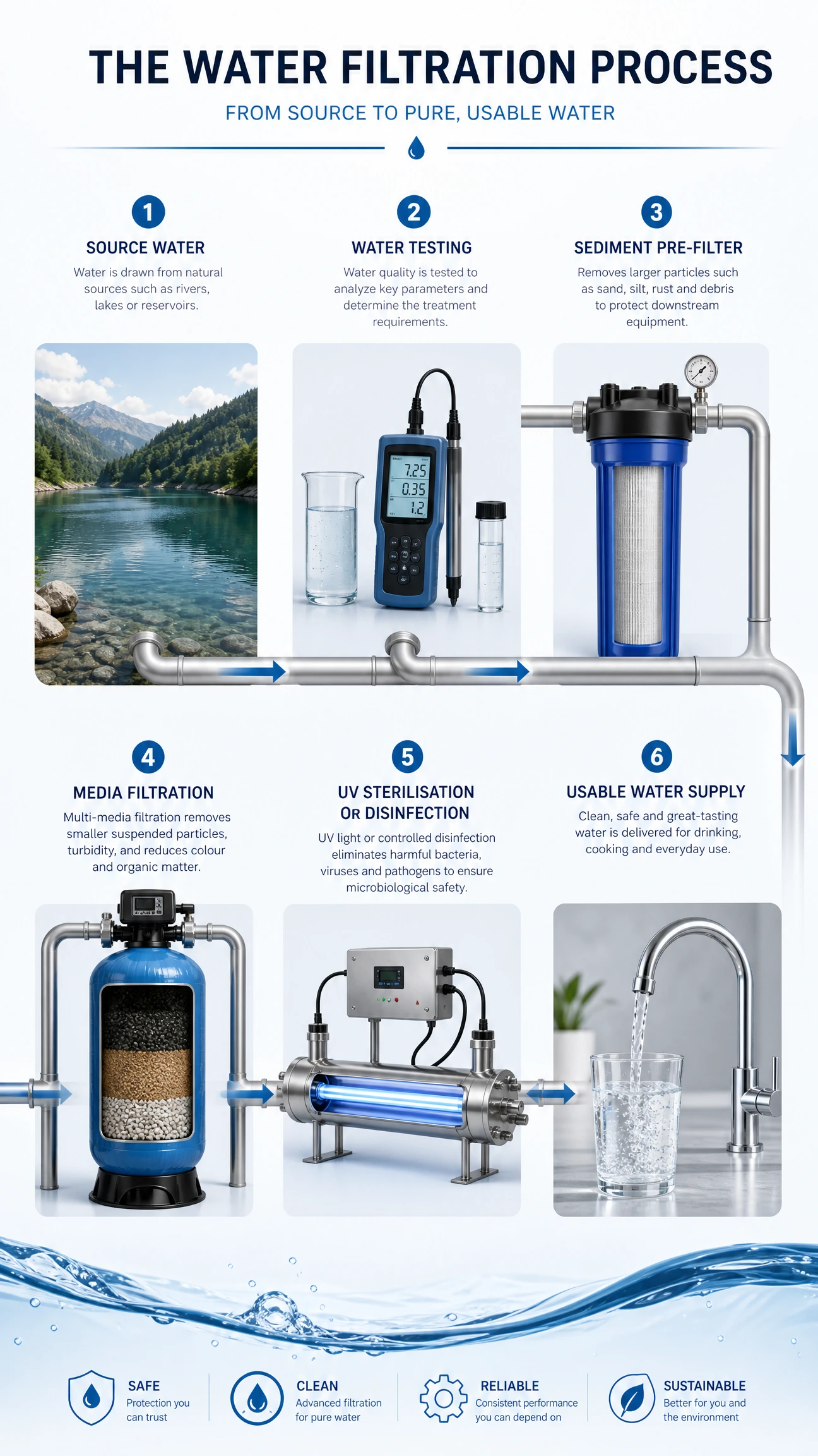 Mobile water filtration process diagram